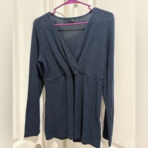 Vero Moda Navy Ribbed V-Neck Maternity Blouse